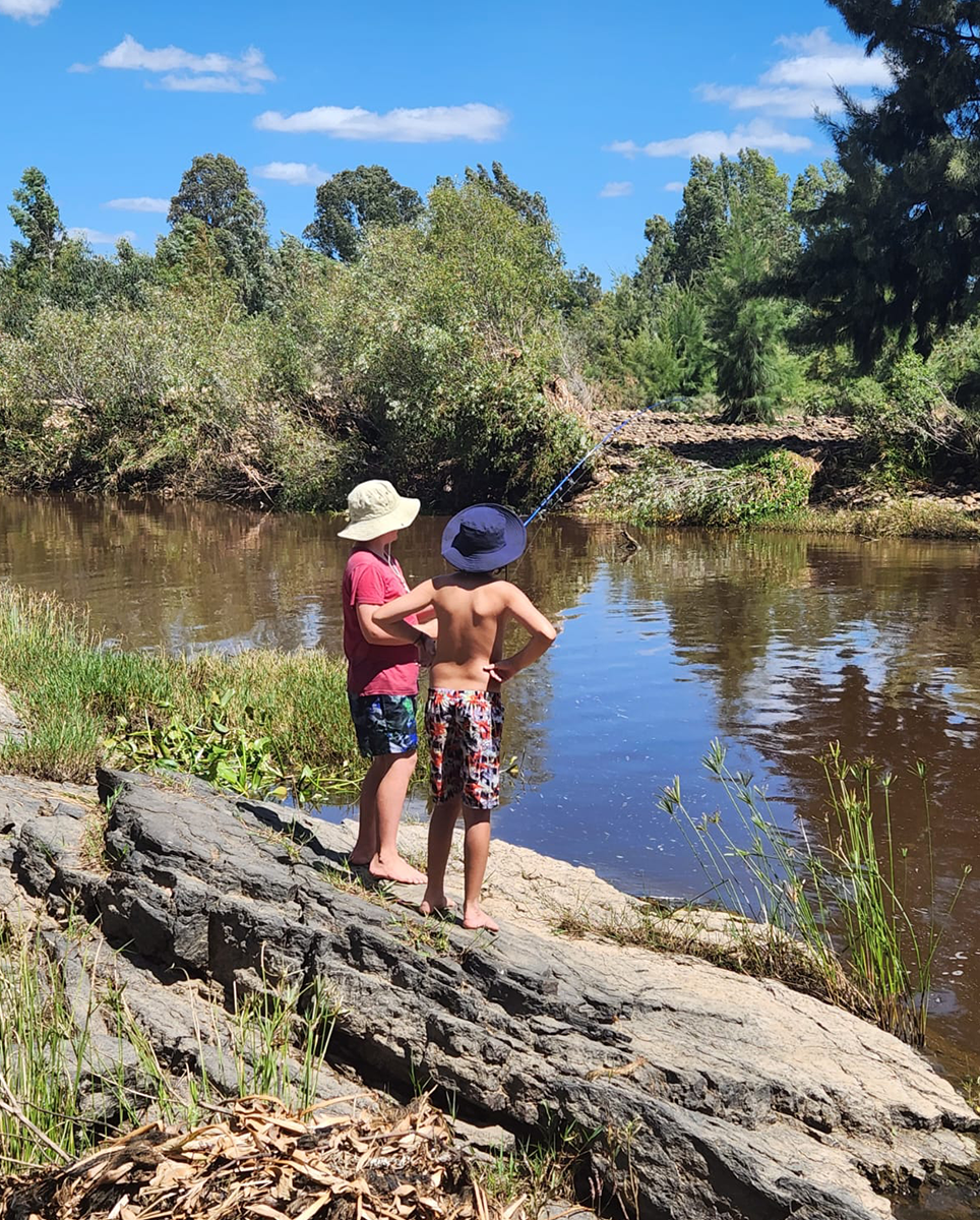 Two boys fishing